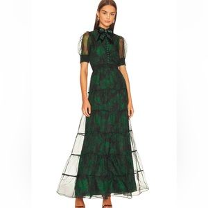 Alice + Olivia Coletta Maxi Dress green floral maxi